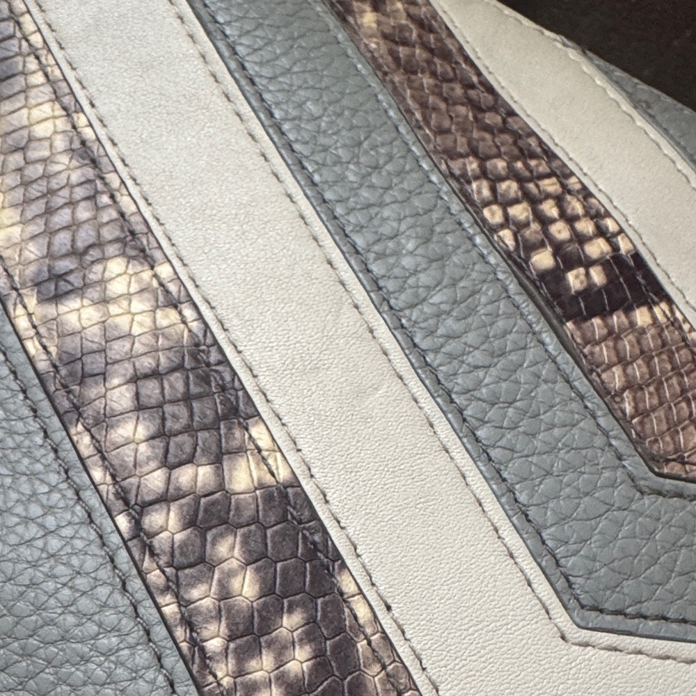 Michael Kors Gray & Cream Chevron snake print Shoulder Bag gold chain strap - Picture 7 of 16